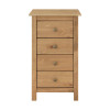 Úzká komoda TORINO se 4 zásuvkami. Masiv borovice vosk