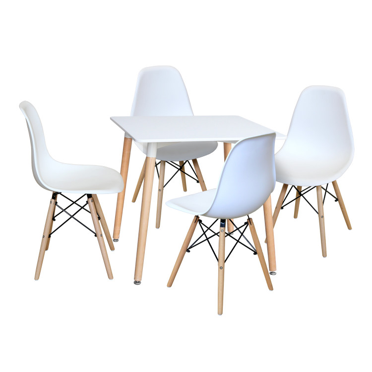 Jídelní set UNO - Jídelní stůl 80x80 a 4 jídelní židle. Bílý