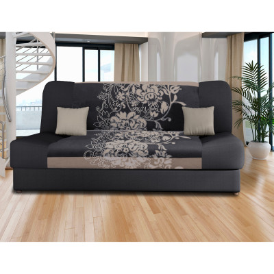 Rozkládací pohovka VICTORIA s úložným prostorem. Šedé květy