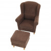 Křeslo ušák s taburetem ASTRID. Látka hnědá