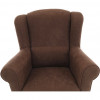 Křeslo ušák s taburetem ASTRID. Látka hnědá
