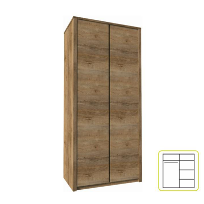 Skříň MONTANA S2D dub lefkas tmavý – dvoudveřová šatní skříň