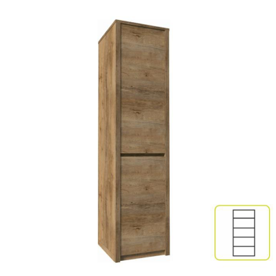 Skříň MONTANA S1D dub lefkas tmavý – úzká jednodveřová skříň