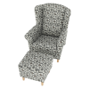 Křeslo ušák ASTRID s taburetem. Látka patchwork N1