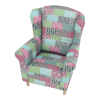 Křeslo ušák CHARLOT. Látka patchwork M1