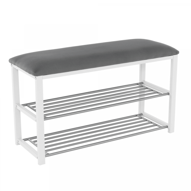 Lavice s botníkem LANGELLA. Šedá / bílá