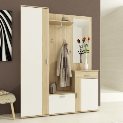 Předsíňová sestava AMALIA. Dub sonoma / bílá