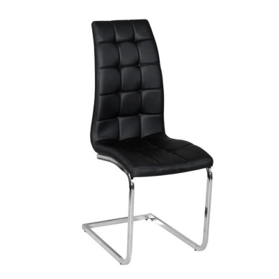 Jídelní židle, černá ekokůže, chrom, DULCIA Jídelní židle, černá ekokůže, chrom, DULCIA