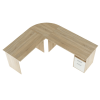 Rohový PC stůl MAURUS. Dub sonoma / bílá