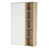 Policová skříň MAURUS 2D s úzkou knihovnou. Dub sonoma / bílá