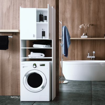 Skříňka nad pračku NATALI. Bílá