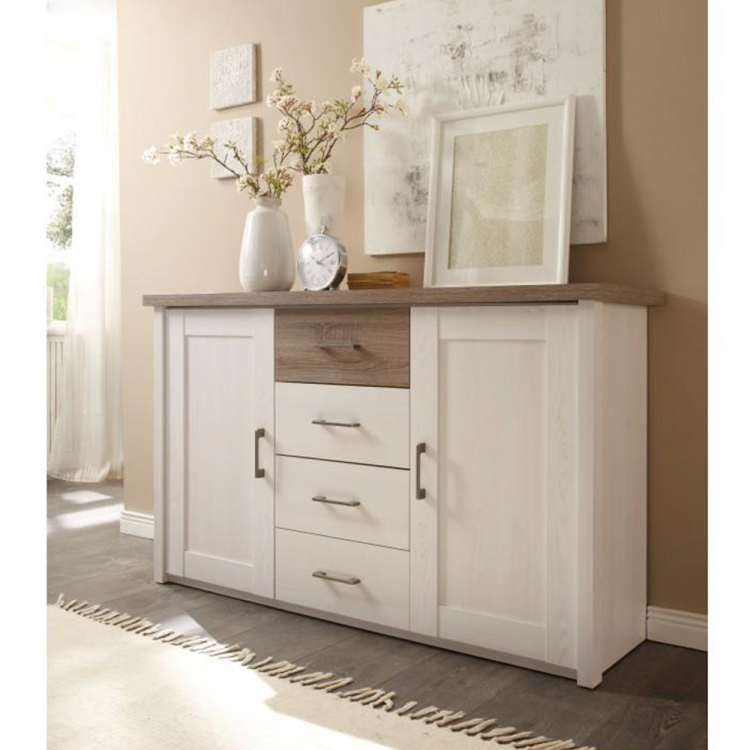 Komoda LUMERA. Pinie bílá / dub sonoma truflový