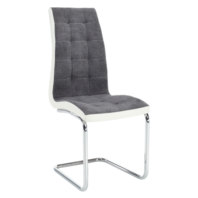 Jídelní židle SALOMA. Tmavě šedá látka / ekokůže bílá / chrom