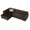 Rohová rozkládací sedací souprava MINERVA L s úložným prostorem. Hnědá