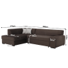 Rohová rozkládací sedací souprava MINERVA L s úložným prostorem. Hnědá