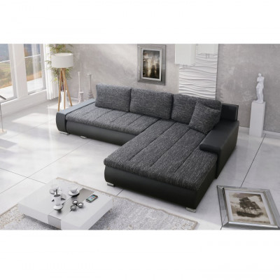 Univerzální rozkládací sedací souprava TONIKS s úložným prostorem. Černá/černý melír