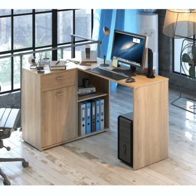 Rohový PC stůl KALIMERO. Dub sonoma