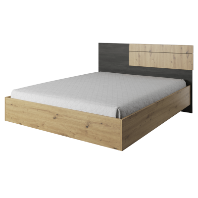 Manželská postel BAFRA 160x200. Dub artisan/černá borovice norská
