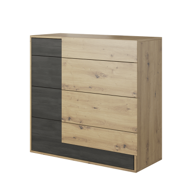 Zásuvková komoda BAFRA 4S. Dub artisan/černá borovice norská