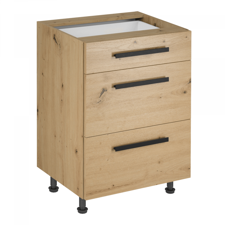 Spodní skříňka, dub artisan, s úchytkami, LANGEN D60S3 Spodní skříňka, dub artisan, s úchytkami, LANGEN D60S3