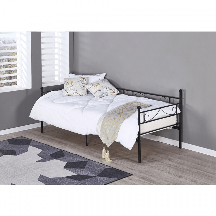 Kovová jednolůžková postel ROZALI 90x200 včetně roštu. Černá