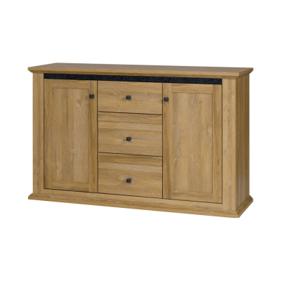 Komoda LEON dub grand – zásuvková komoda v provensálském stylu s 3D efektem