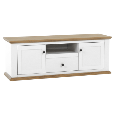 TV stolek LEON. Bílá/dub grand