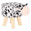 Taburet MOLLY ve tvaru kravičky. Látka Velvet bílá / černá / přírodní Taburet MOLLY ve tvaru kravičky. Látka Velvet bílá / černá / přírodní