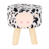 Taburet MOLLY ve tvaru kravičky. Látka Velvet bílá / černá / přírodní Taburet MOLLY ve tvaru kravičky. Látka Velvet bílá / černá / přírodní