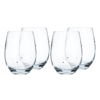 TEMPO-KONDELA  SNOWFLAKE STRIK, sklenice, set 4 ks, s krystaly, 530 ml