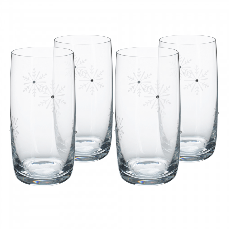 TEMPO-KONDELA SNOWFLAKE DRINK, sklenice na vodu, set 4 ks, s krystaly, 460 ml TEMPO-KONDELA SNOWFLAKE DRINK, sklenice na vodu, set 4 ks, s krystaly, 460 ml