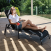 Polohovací zahradní lehátko, černá/šedá, ATREO