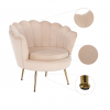 Křeslo ve stylu Art-deco, béžová Velvet látka / gold chrom-zlatý, NOBLIN
