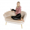 Lavice ve stylu Art-deco, béžová Velvet látka / gold chrom-zlatý, NOBLIN Lavice ve stylu Art-deco, béžová Velvet látka / gold chrom-zlatý, NOBLIN