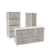 Komoda s látkovými šuplíky OFELIA II. Světlešedá/bílá/béžová