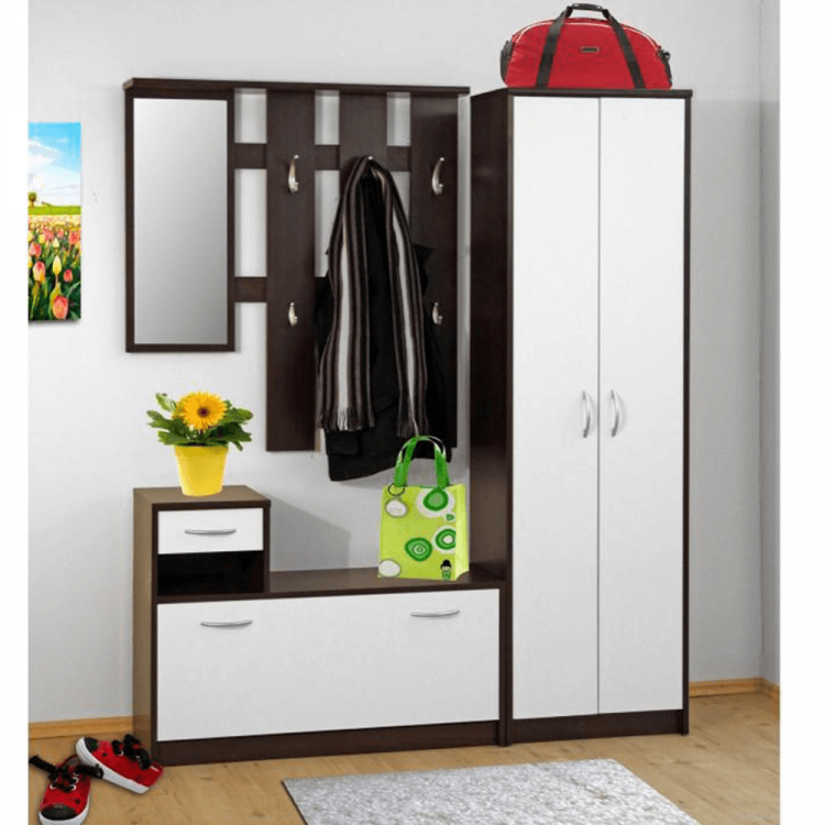 Předsíňová sestava MECKI. Wenge / bílá