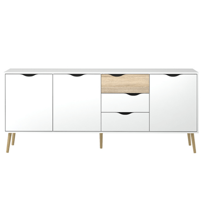 Komoda OSLO 3D se zásuvkami. Dub sonoma / bílá