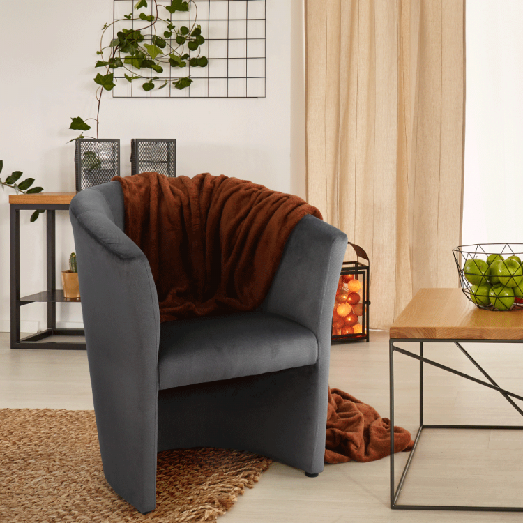 Klubové křeslo CUBA. Šedá látka