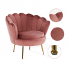 Křeslo ve stylu Art-deco, růžová Velvet látka / gold chrom-zlatý, NOBLIN
