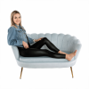Lavice ve stylu Art-deco, šedomodrá Velvet látka / gold chrom-zlatý, NOBLIN