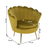 Křeslo ve stylu Art-deco, hořčicová Velvet látka/gold chrom-zlatý, NOBLIN