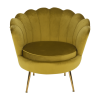 Křeslo ve stylu Art-deco, hořčicová Velvet látka/gold chrom-zlatý, NOBLIN