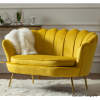 Lavice ve stylu Art-deco, hořčicová Velvet látka / gold chrom-zlatý, NOBLIN Lavice ve stylu Art-deco, hořčicová Velvet látka / gold chrom-zlatý, NOBLIN