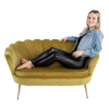 Lavice ve stylu Art-deco, hořčicová Velvet látka / gold chrom-zlatý, NOBLIN Lavice ve stylu Art-deco, hořčicová Velvet látka / gold chrom-zlatý, NOBLIN