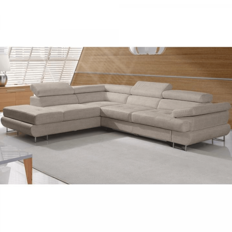 Rohová polohovací sedací souprava BUTON P-L. Světle hnědý melír, látka