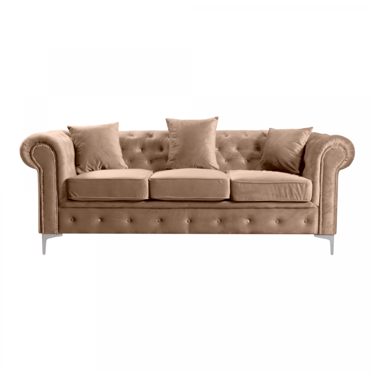 Luxusní 3-sed, světle hnědá Velvet látka, ROMANO Luxusní 3-sed, světle hnědá Velvet látka, ROMANO