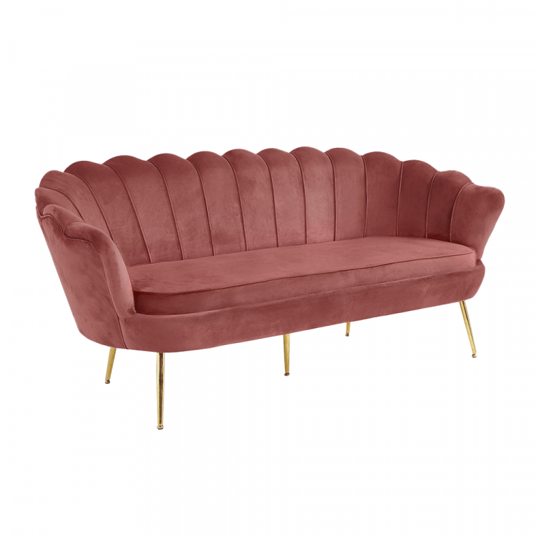Luxusní pohovka, 3-sed, růžová Velvet látka / chrom zlatý, styl Art-deco, NOBLIN Luxusní pohovka, 3-sed, růžová Velvet látka / chrom zlatý, styl Art-deco, NOBLIN