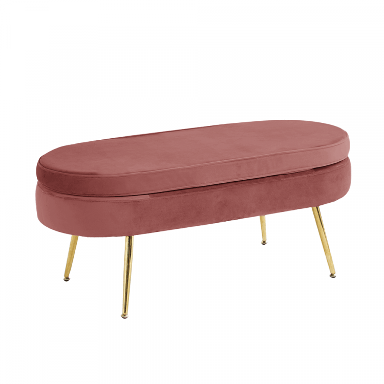 Luxusní taburet, růžová Velvet látka / chrom zlatý, Art-deco, NOBLIN TABURET TYP 2 Luxusní taburet, růžová Velvet látka / chrom zlatý, Art-deco, NOBLIN TABURET TYP 2