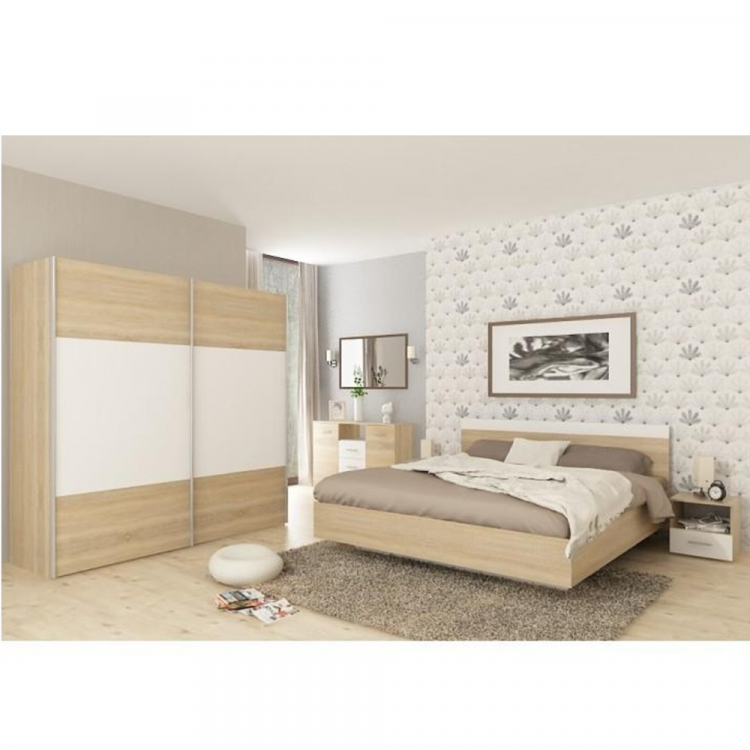 Ložnicový komplet GABRIELA s postelí 180x200 cm. Dub sonoma / bílá