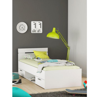 Jednolůžková postel MICHIGAN 90x200 s úložným prostorem. Bílá